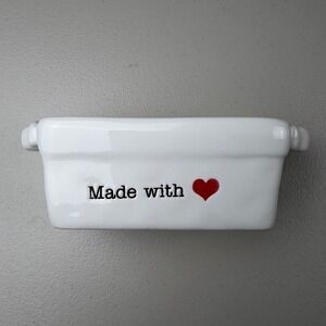 Mud Pie Made With Love‎ Mini Loaf Pan White Ceramic Baking Dish 4801009M
